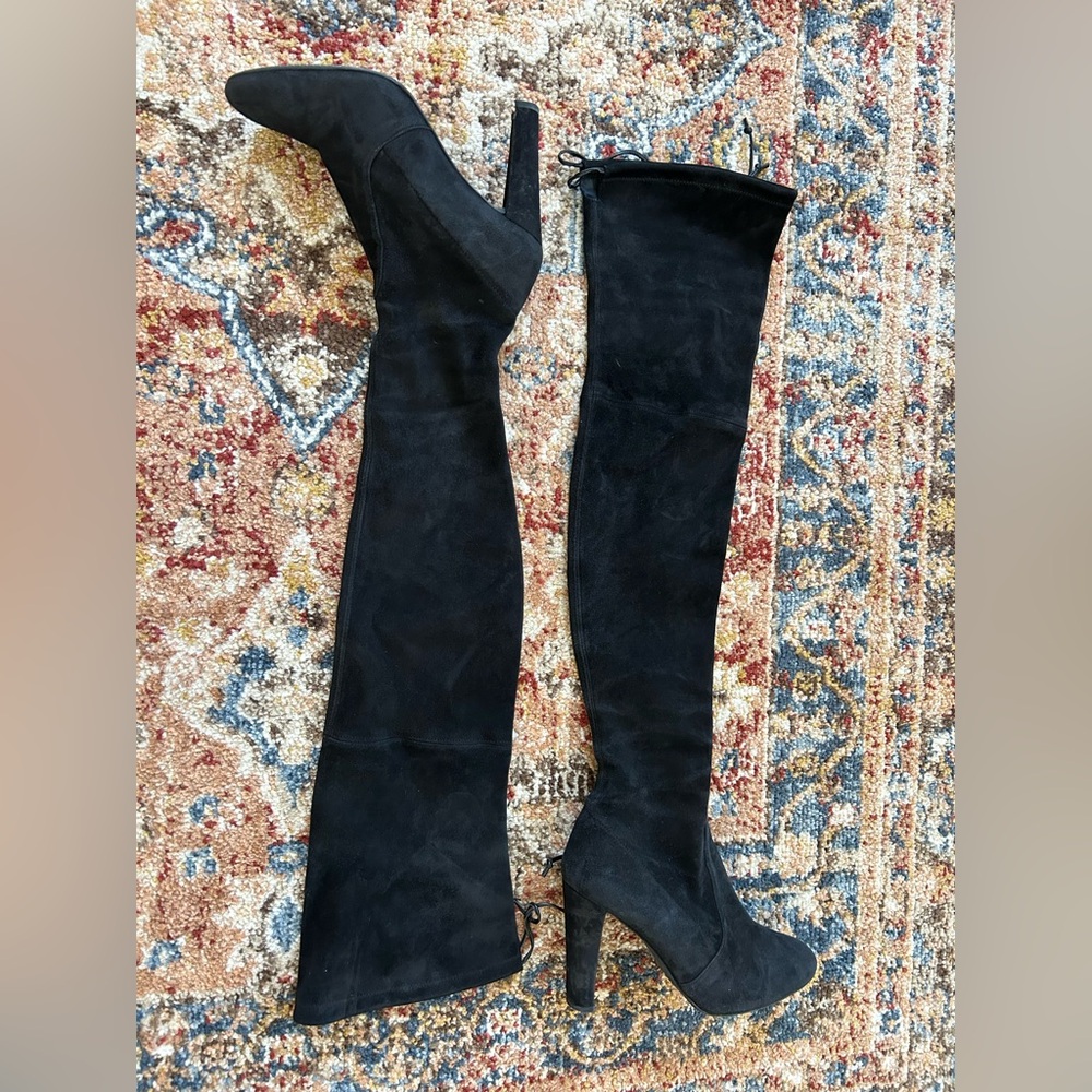 Stuart Weitzman Black Suede Over-the-Knee Boots